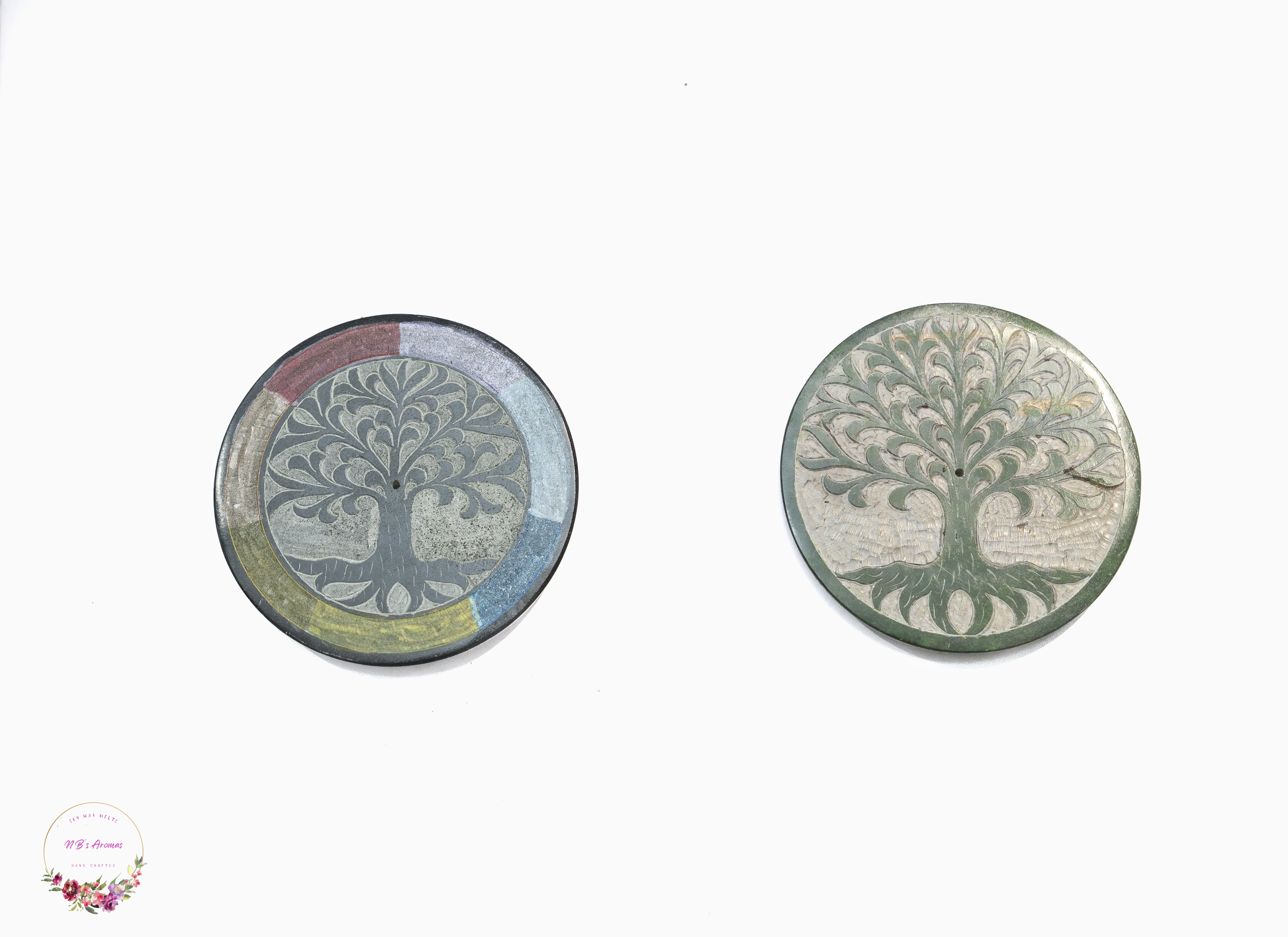 "Tree of Life" Carved Stone Incense Plates